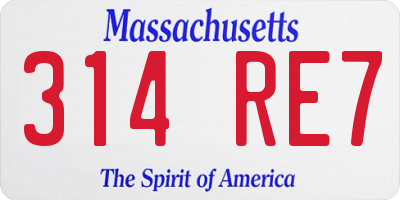 MA license plate 314RE7