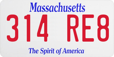 MA license plate 314RE8