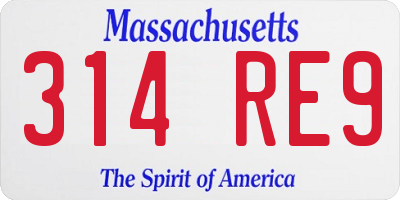 MA license plate 314RE9