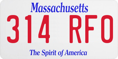 MA license plate 314RF0