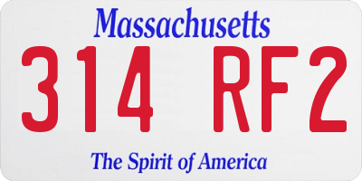 MA license plate 314RF2