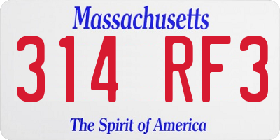 MA license plate 314RF3