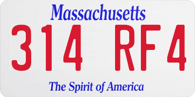 MA license plate 314RF4