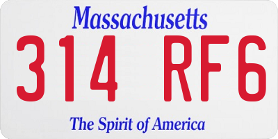 MA license plate 314RF6