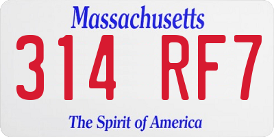 MA license plate 314RF7