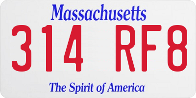 MA license plate 314RF8