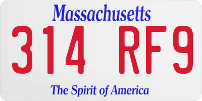 MA license plate 314RF9