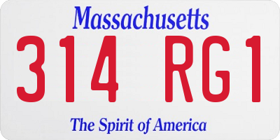 MA license plate 314RG1