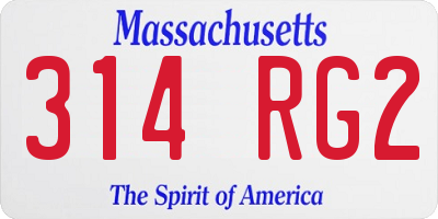 MA license plate 314RG2
