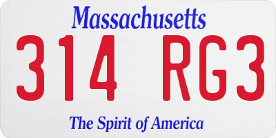 MA license plate 314RG3