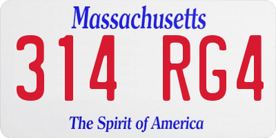 MA license plate 314RG4