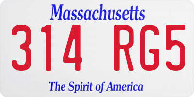 MA license plate 314RG5