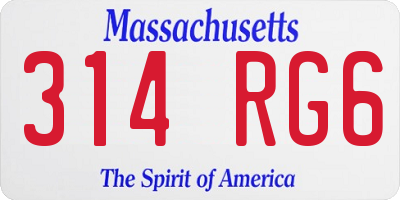 MA license plate 314RG6