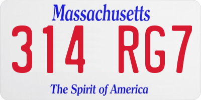 MA license plate 314RG7