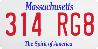 MA license plate 314RG8