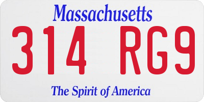 MA license plate 314RG9