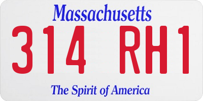 MA license plate 314RH1