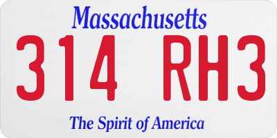 MA license plate 314RH3