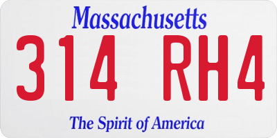 MA license plate 314RH4