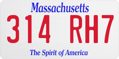 MA license plate 314RH7