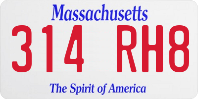 MA license plate 314RH8