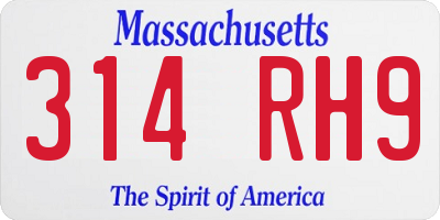 MA license plate 314RH9