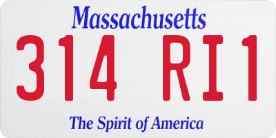 MA license plate 314RI1