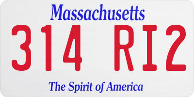 MA license plate 314RI2