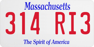 MA license plate 314RI3