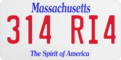 MA license plate 314RI4
