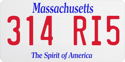 MA license plate 314RI5
