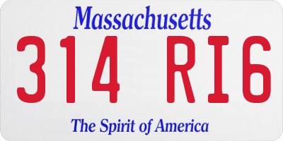 MA license plate 314RI6