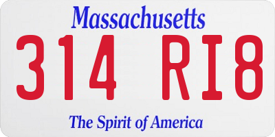 MA license plate 314RI8