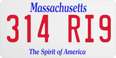 MA license plate 314RI9