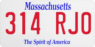 MA license plate 314RJ0