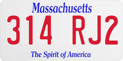 MA license plate 314RJ2