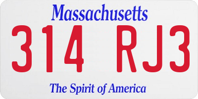 MA license plate 314RJ3
