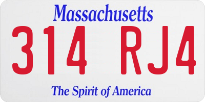 MA license plate 314RJ4