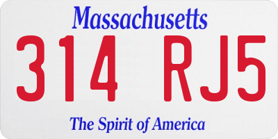 MA license plate 314RJ5