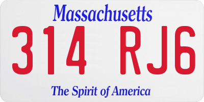 MA license plate 314RJ6