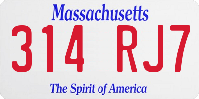 MA license plate 314RJ7