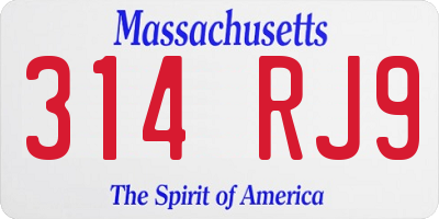 MA license plate 314RJ9