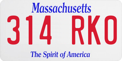 MA license plate 314RK0