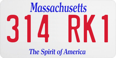 MA license plate 314RK1
