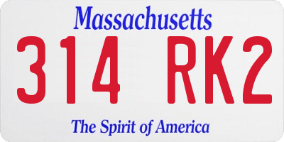 MA license plate 314RK2