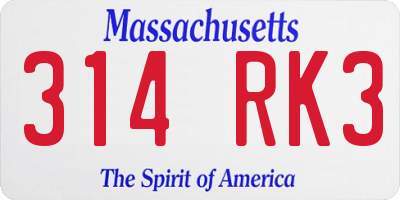 MA license plate 314RK3