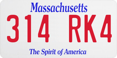MA license plate 314RK4