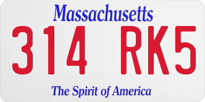 MA license plate 314RK5
