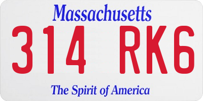 MA license plate 314RK6