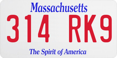 MA license plate 314RK9